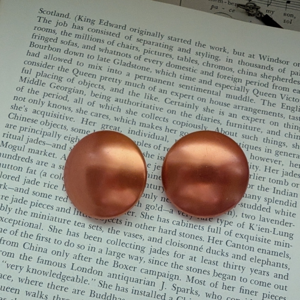 Copper Button Earrings - Picture 6 of 6